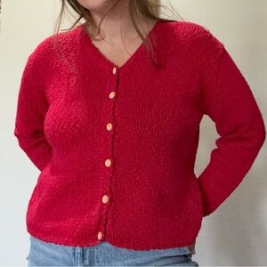 100% Cotton Textured Knit Button Cardigan | Talbots Petites M